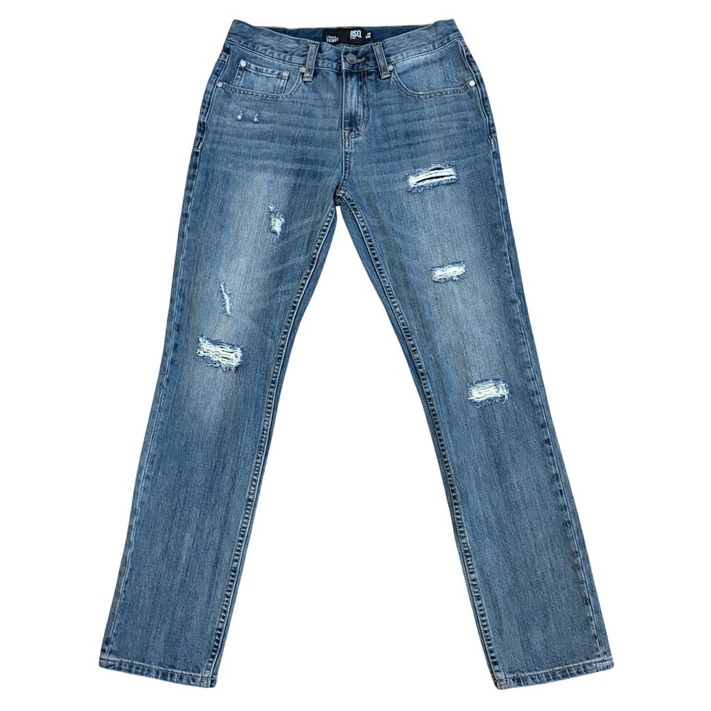 RSQ‎ London Skinny Jeans Men 29 Short Blue Distressed Slim Fit Denim